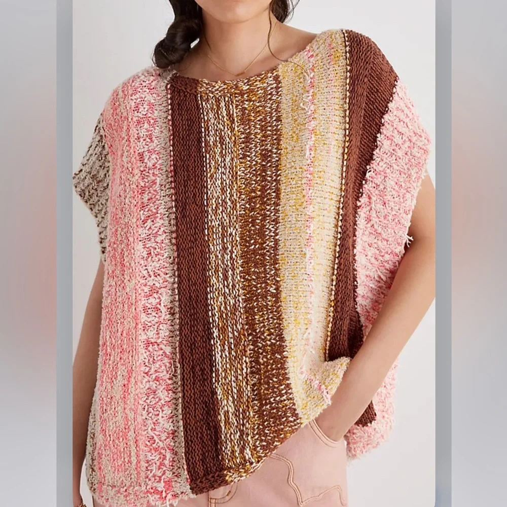 Anthropologie Textured Sweater Pancho Top - Size XS - Picture 5 of 11